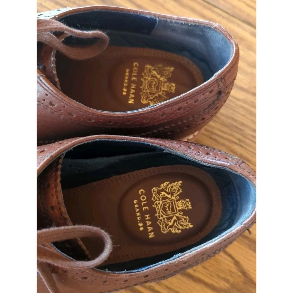 Cole Haan‎ Grand OS Men's Wingtip Oxford Brown Leather Shoes Size 7 M